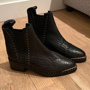 Chic Black Leather Ankle Boots with Studs